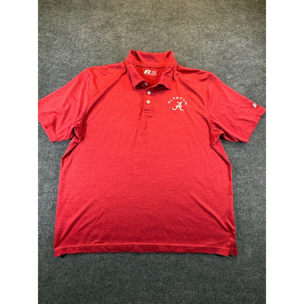 Russell Athletic Alabama Crimson Tide Polo Shirt Mens XL Red Heathered NCAA
